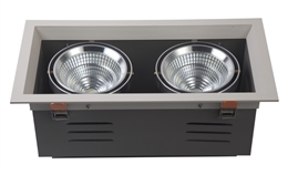 LED豆胆灯 40W 开孔350x165mm  LED COB双头格栅射灯
